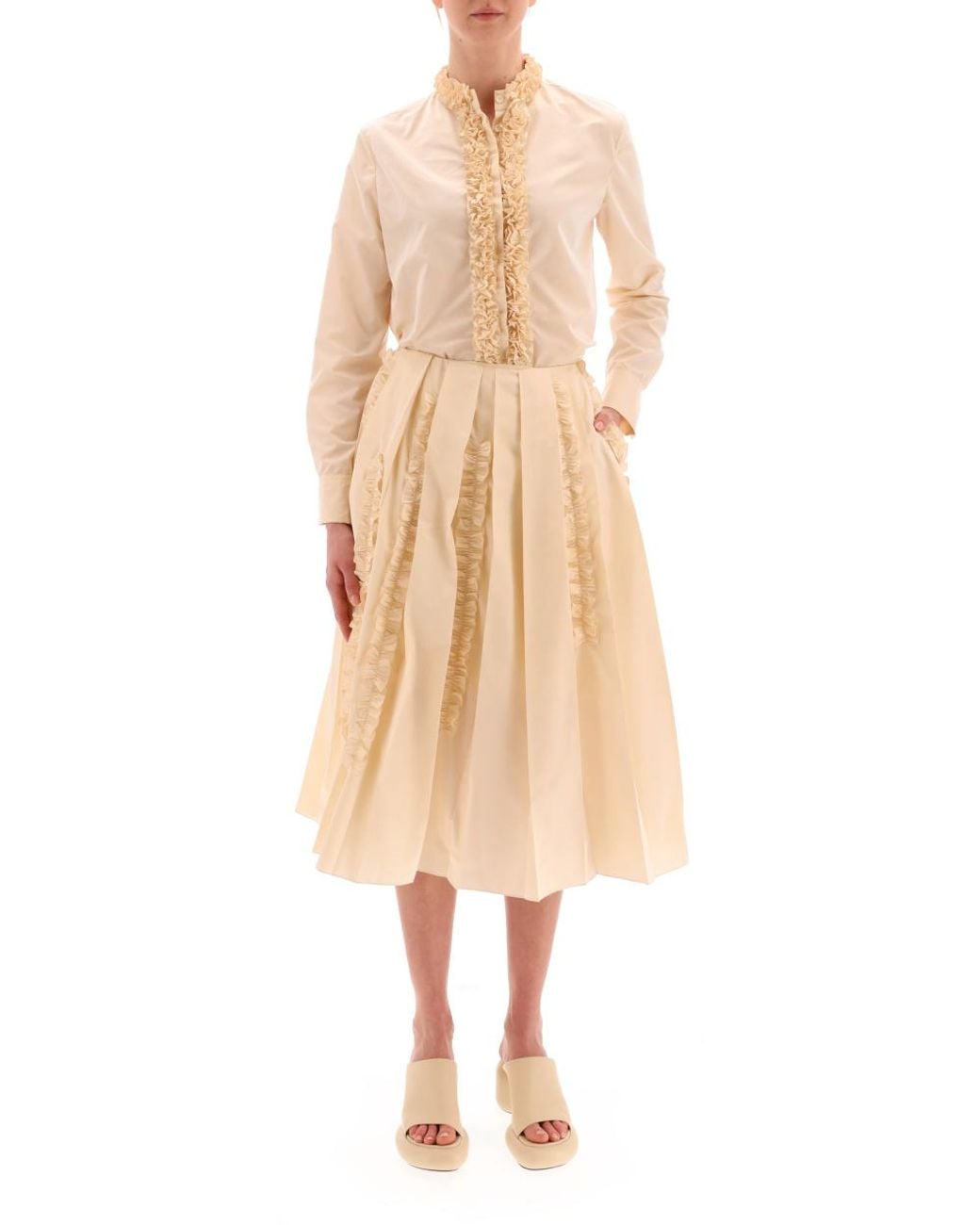 Jil Sander Natural Pleated Skirt