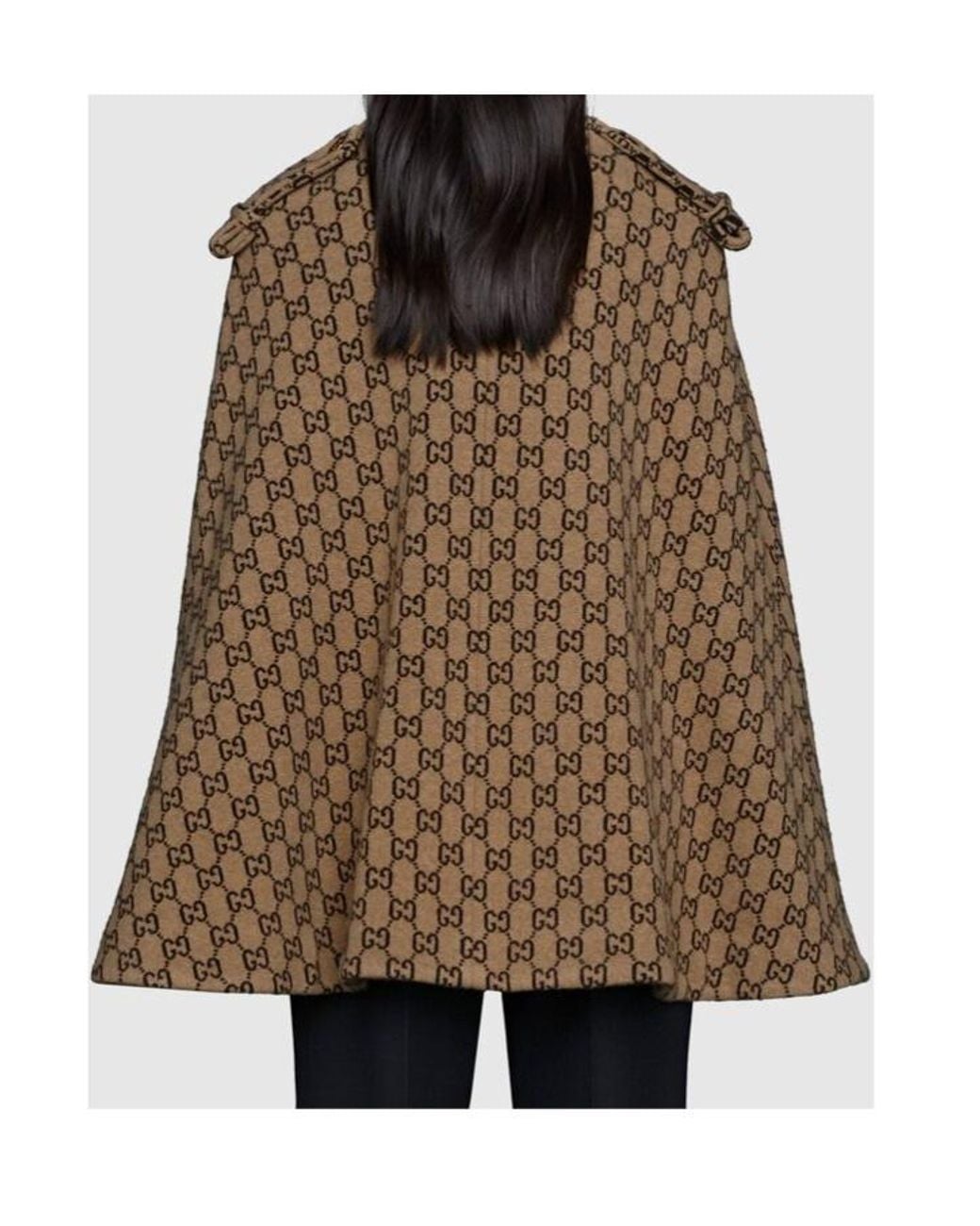 Gucci Brown Gg Wool Cape
