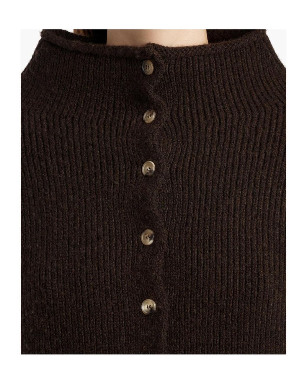 Khaite Black Marjorie Cashmere Rib-Knit Funnel-Neck Cardigan