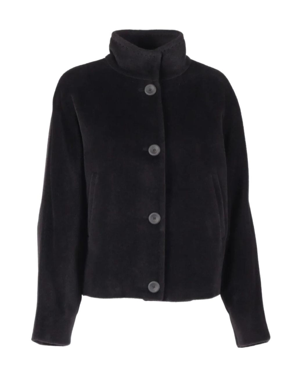 Max Mara Black Studio Button-Up Coat