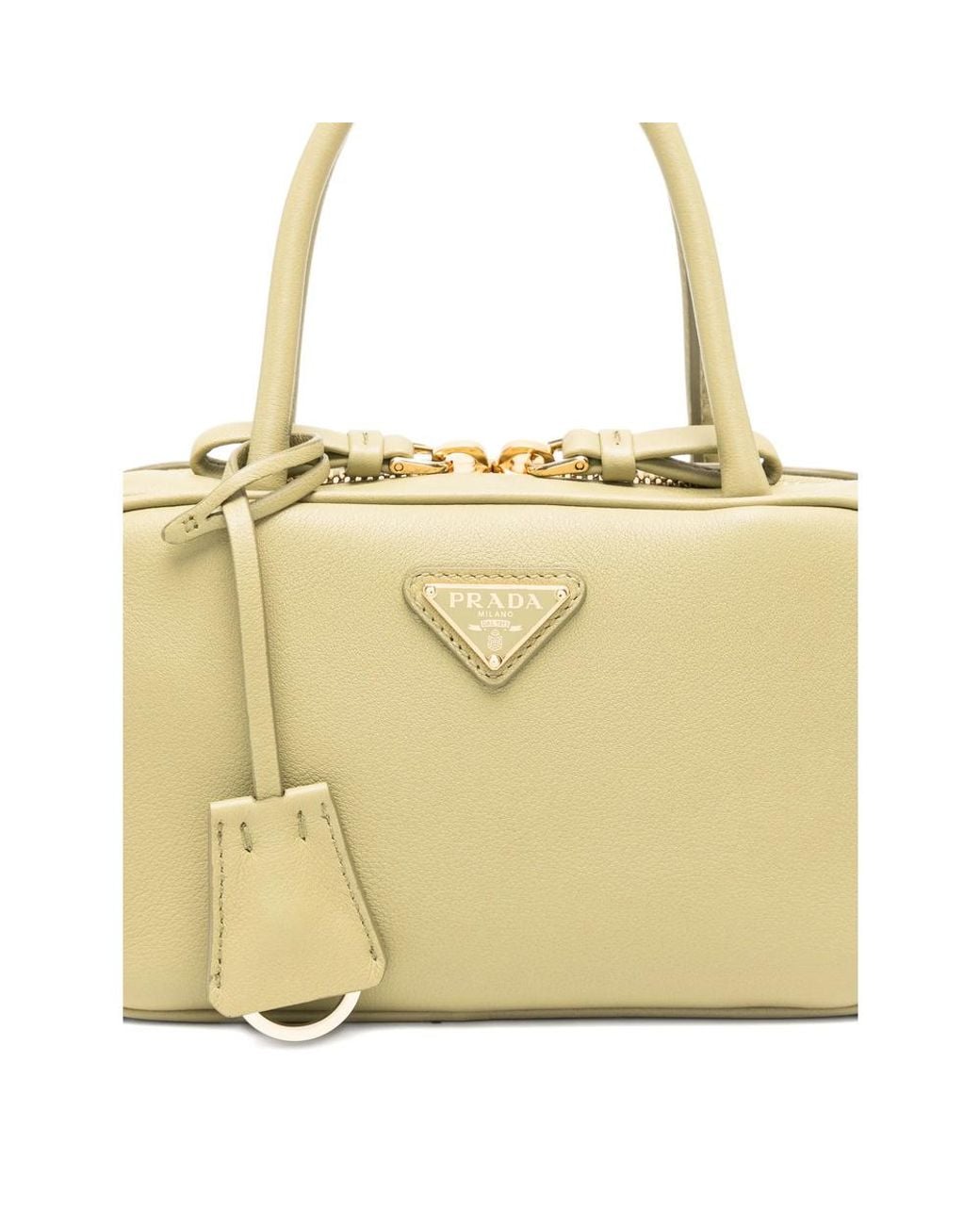 Prada Metallic Triangle-Logo Zipped Handbag