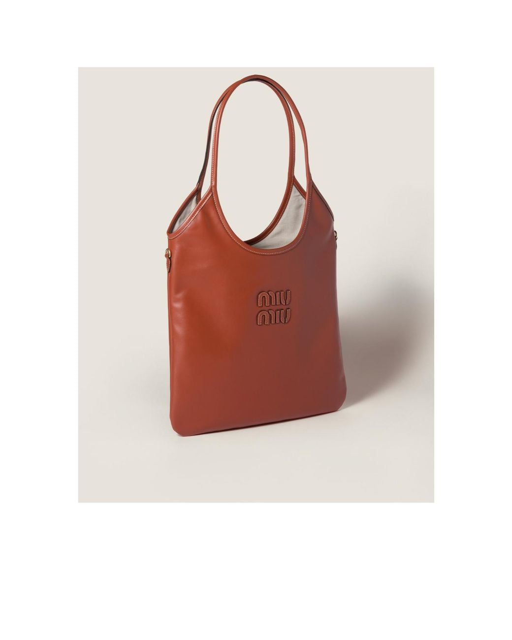 Miu Miu Red Ivy Logo-Lettering Tote Bag
