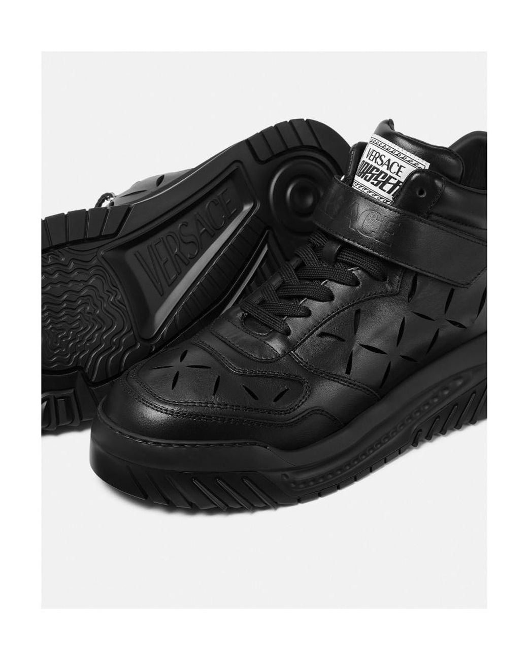 Versace Black High-Top Leather Trainers for men