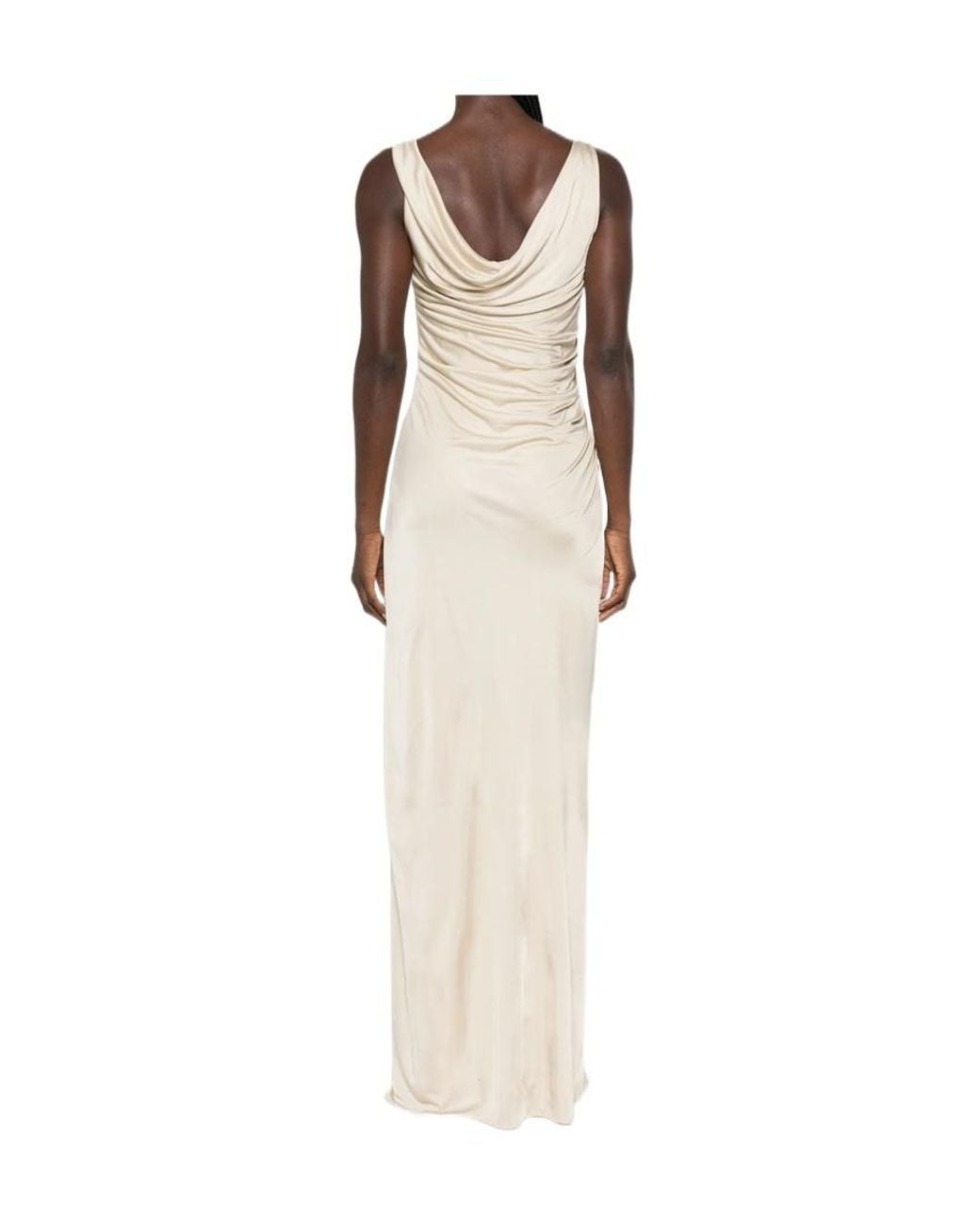 Versace Natural Slit-Detailed Maxi Dress