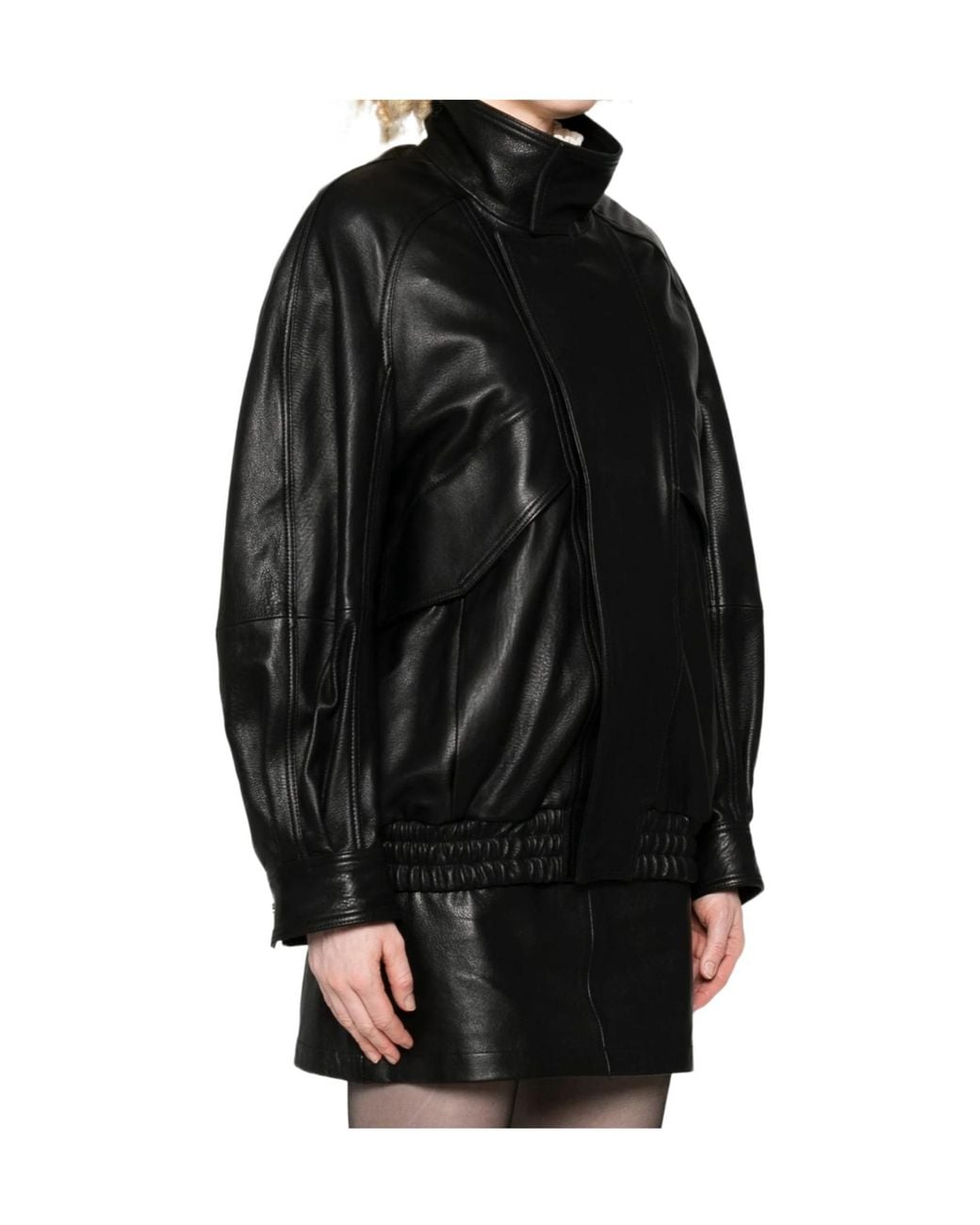 Nour Hammour Black Long-Sleeve Leather Jacket