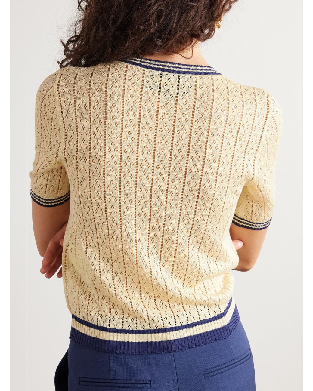 Valentino White Logo Embroidered Crewneck Cardigan