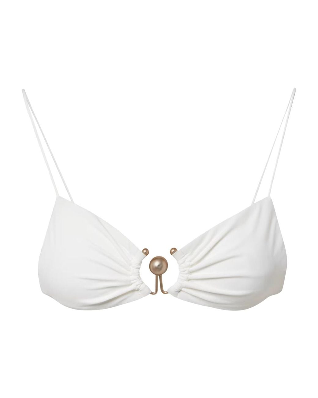 Christopher Esber White Ruched Orbit Miniscule Bikini Top
