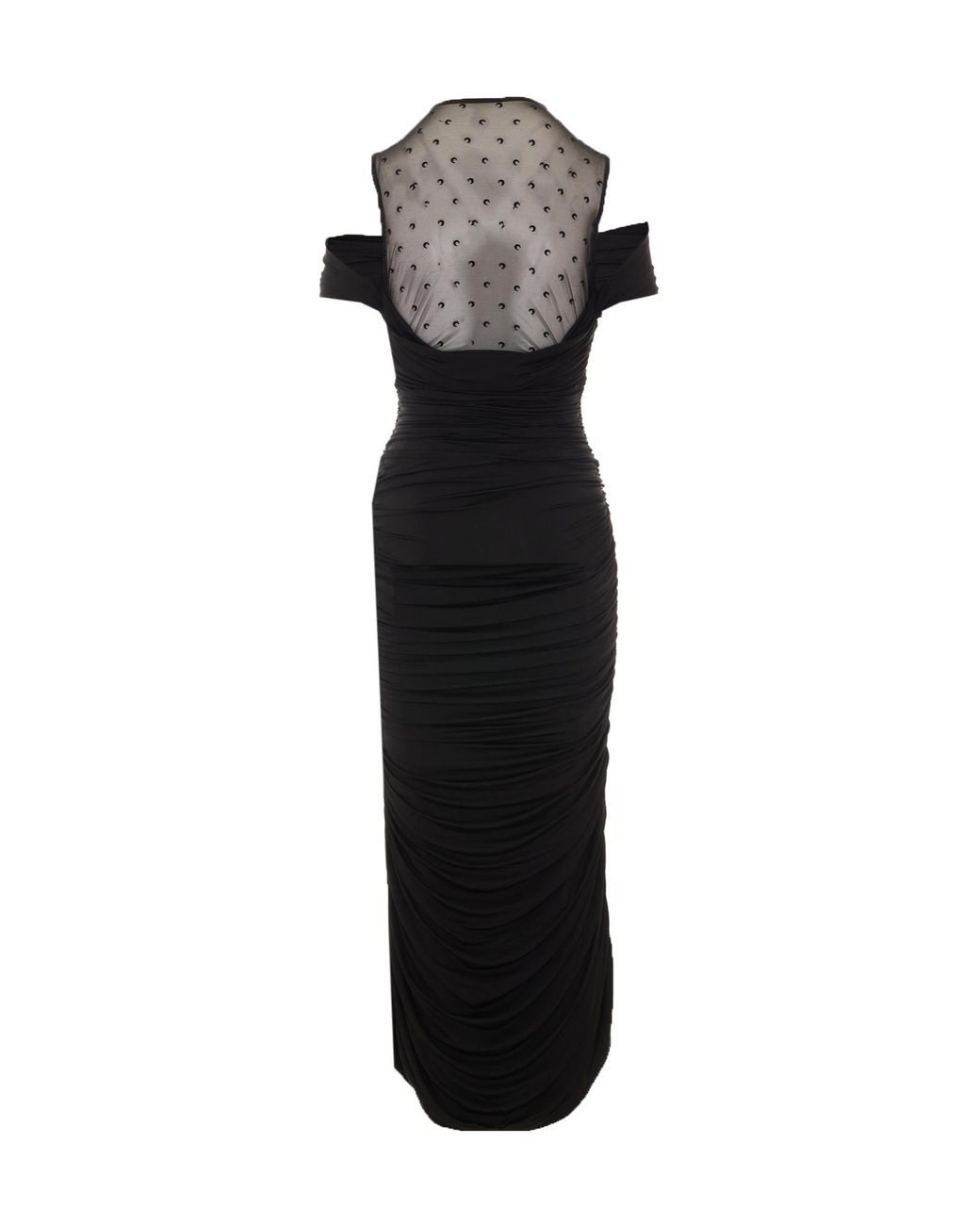 MARINE SERRE Black Asymmetrical Knee Lenghth Dress With Moon Detail