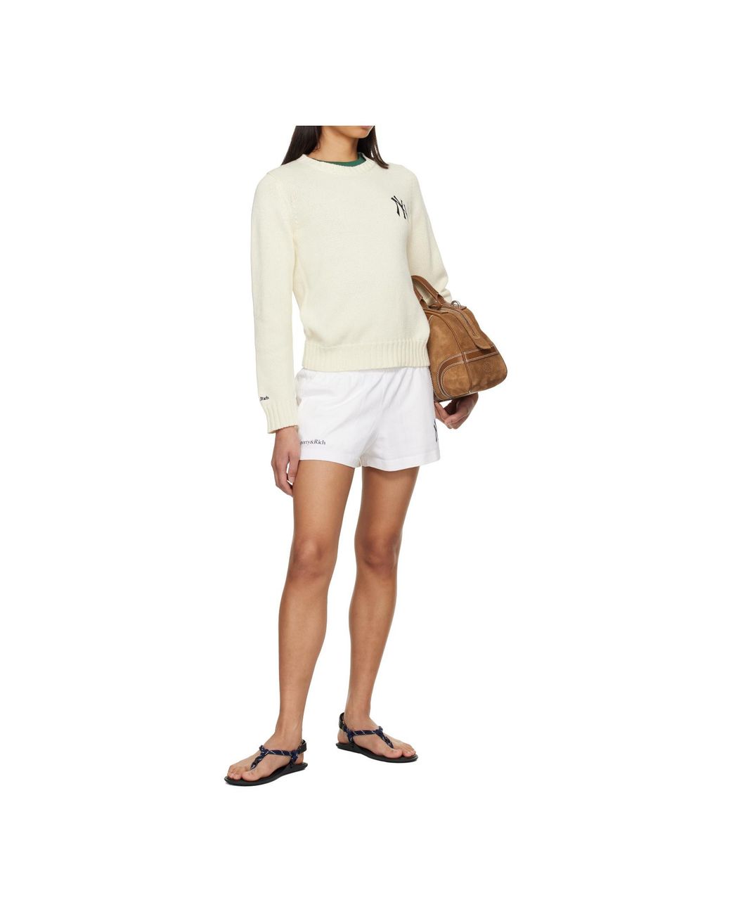 Sporty & Rich White Crew Neck Knit Sweater