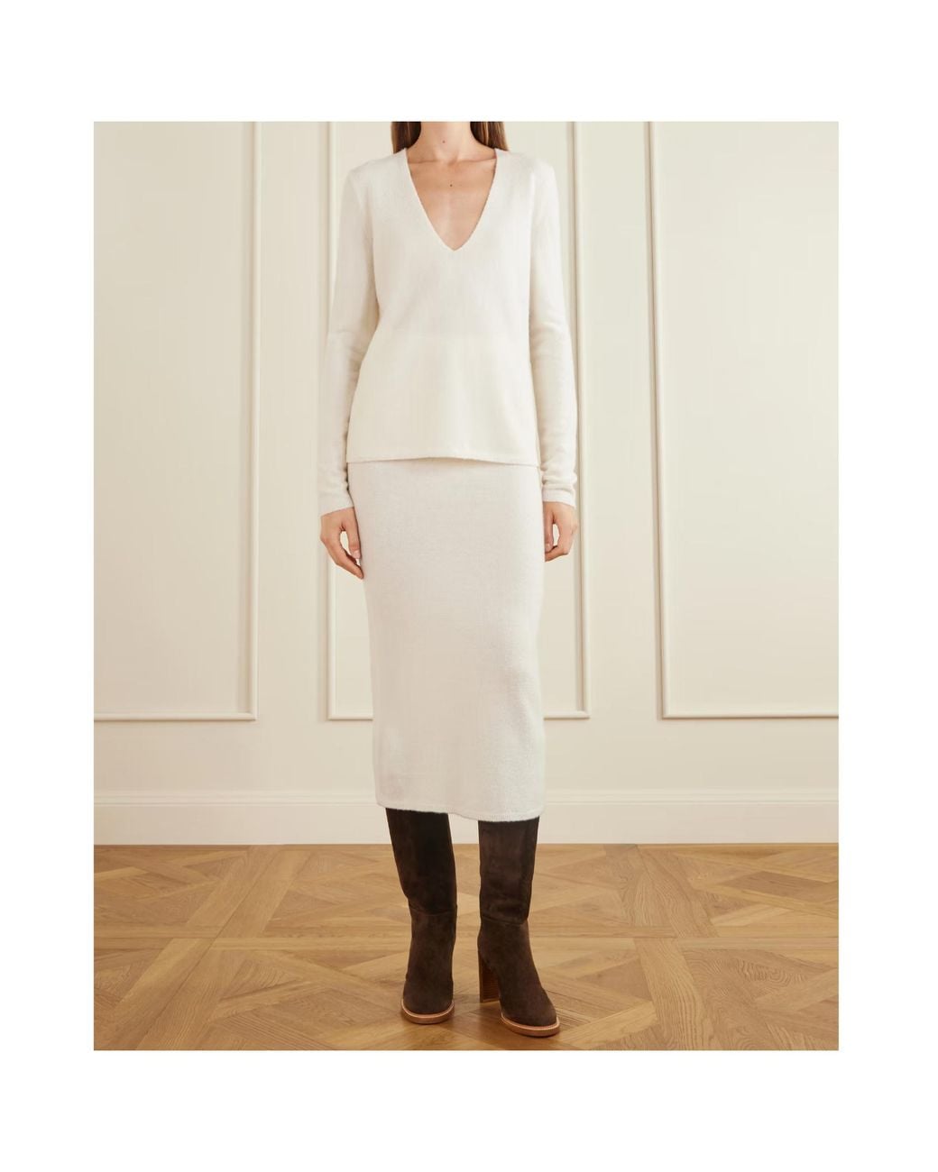 Gabriela Hearst White V-Neck Sweater