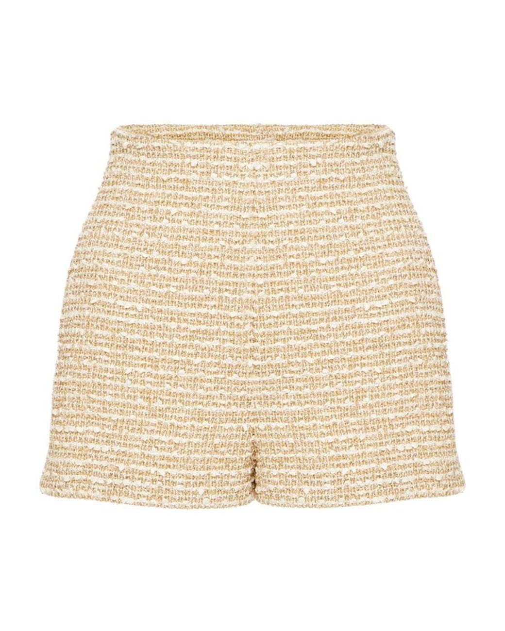 Valentino Natural High-Waist Tweed Shorts
