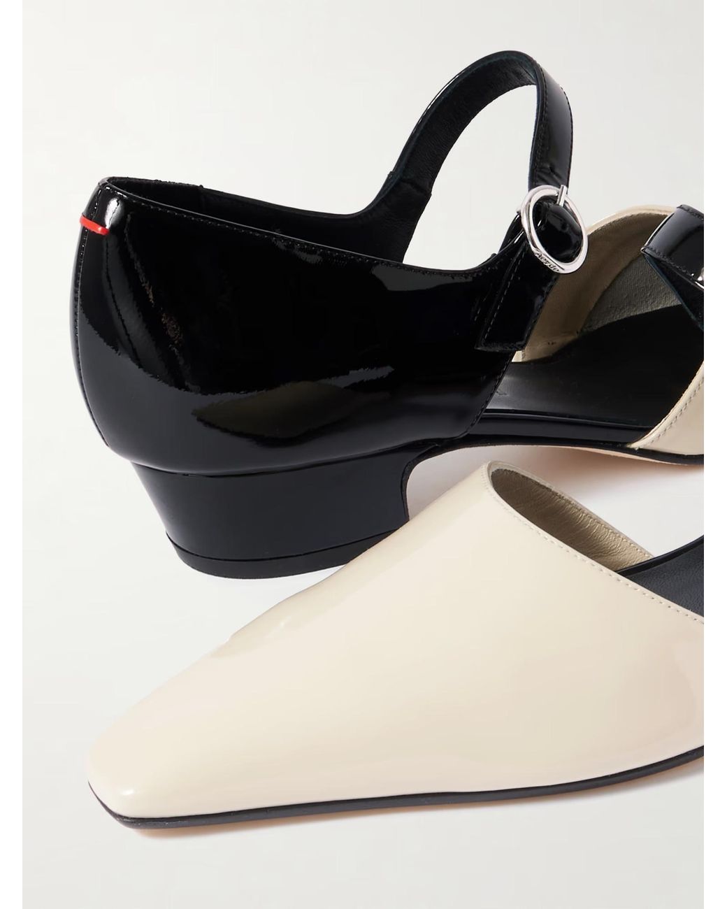 Aeyde Black Two-Tone Patent-Leather Mary Jane Pumps