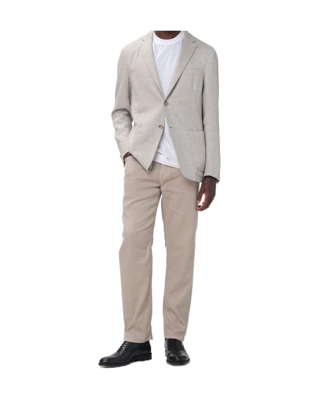 Zegna Gray Chevron-Pattern Single-Breasted Blazer for men