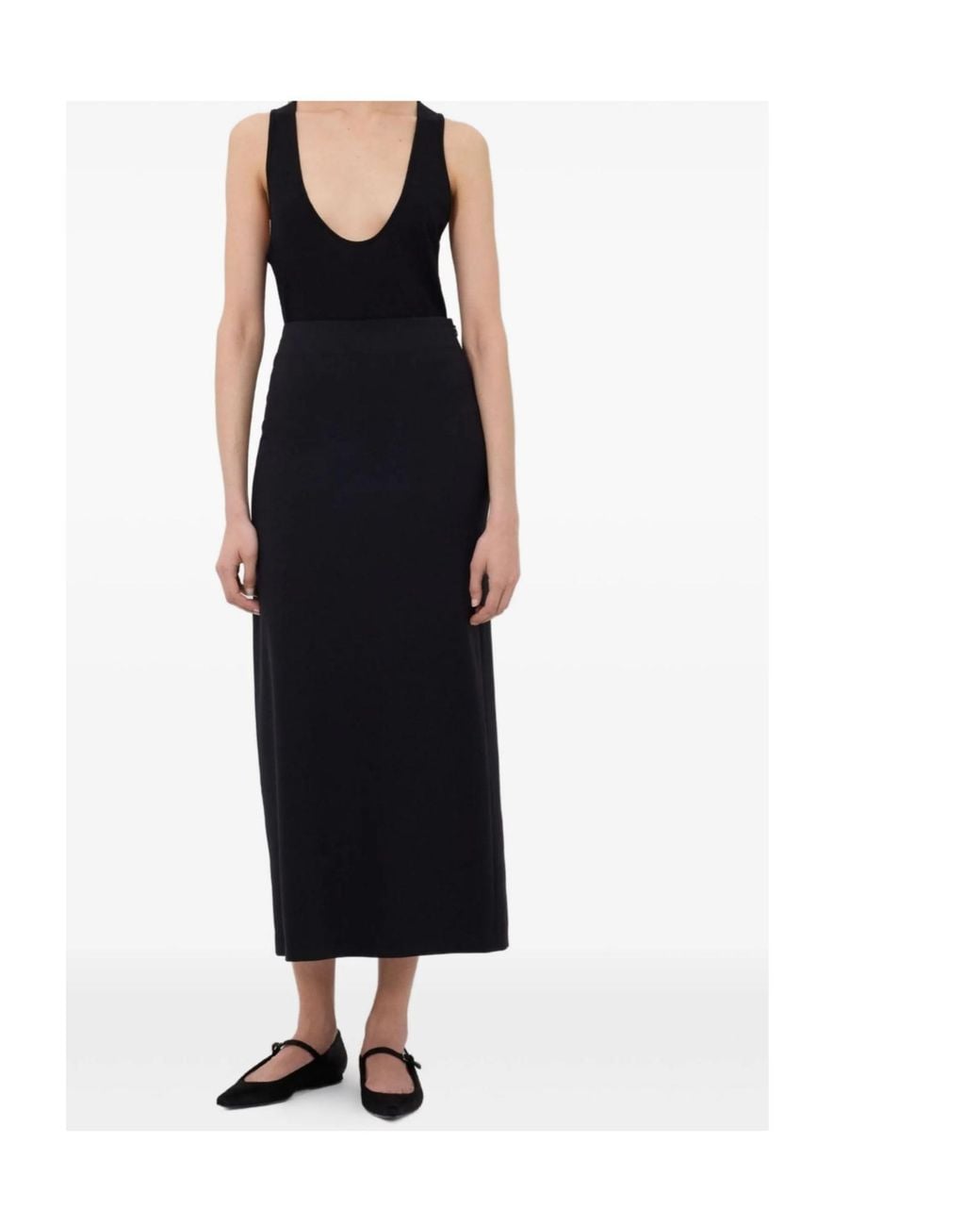 Loulou de Saison Black Straight-Fit Skirt With A Back Slit