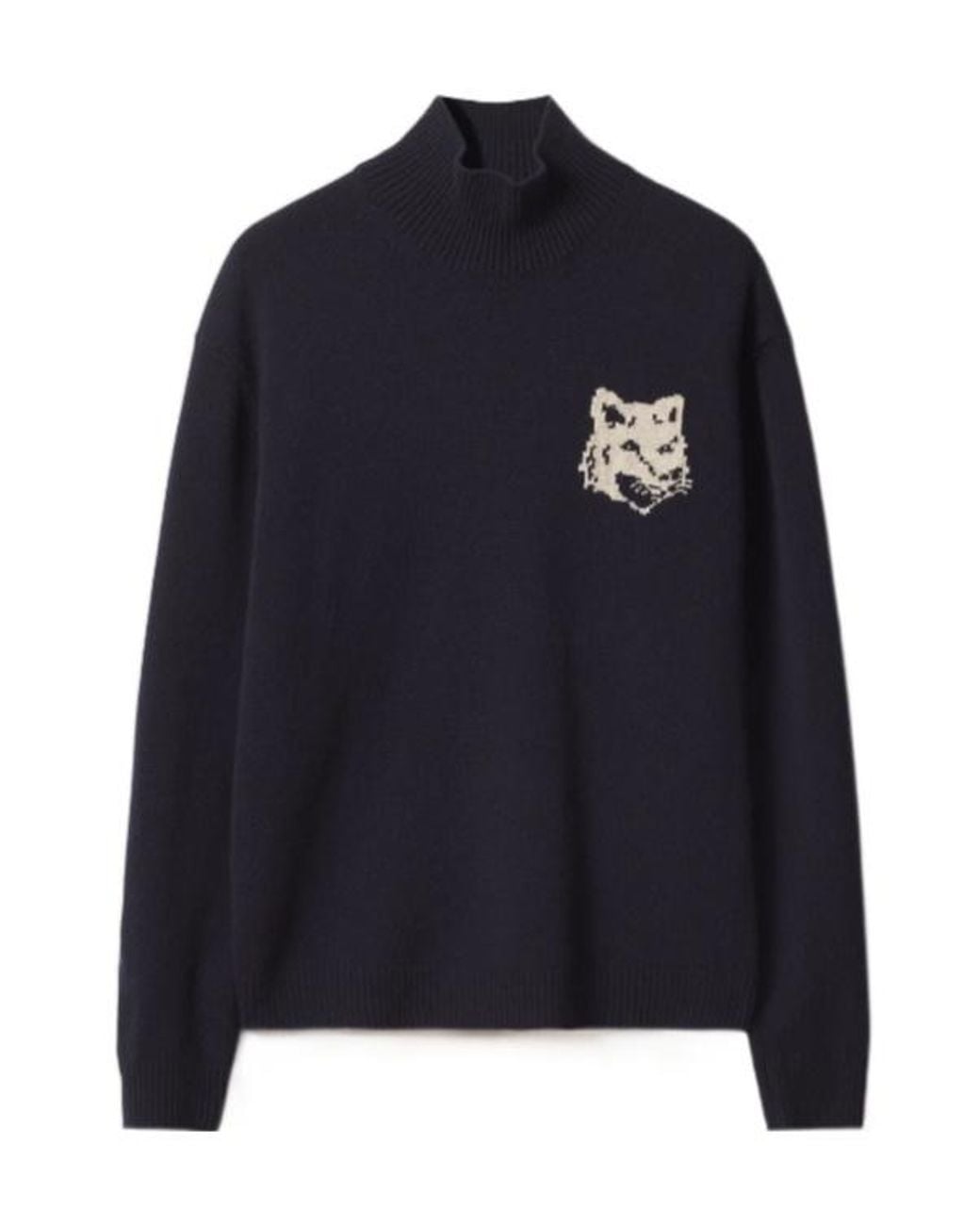 Maison Kitsuné Blue Maison Kitsuné Fox Head Intarsia-Knit Turtleneck Jumper for men