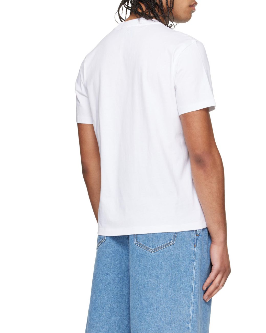 AMI White Ami Heart Logo Crewneck T-Shirt for men