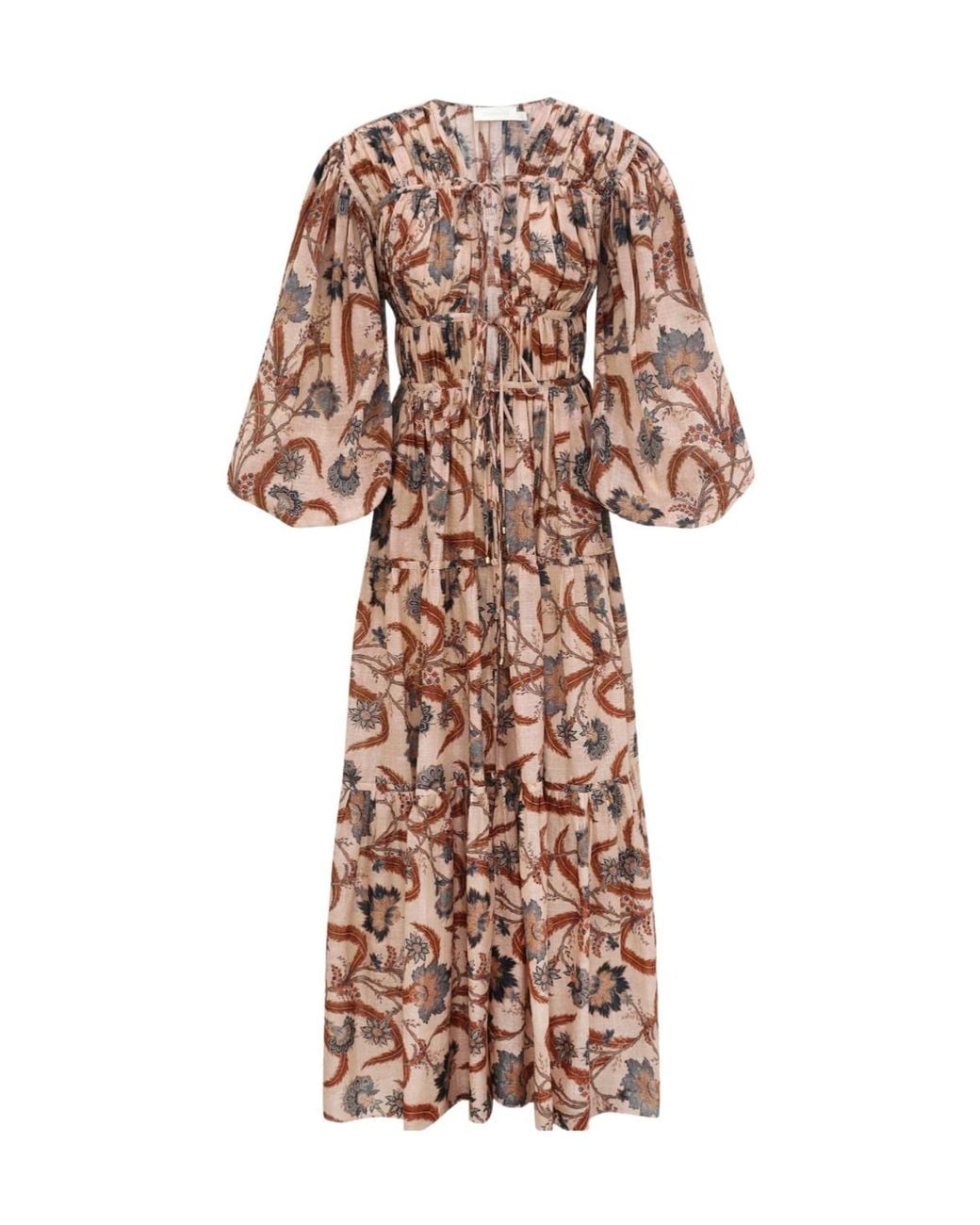 Zimmermann Multicolor Ascension Tie Billow Maxi Dress