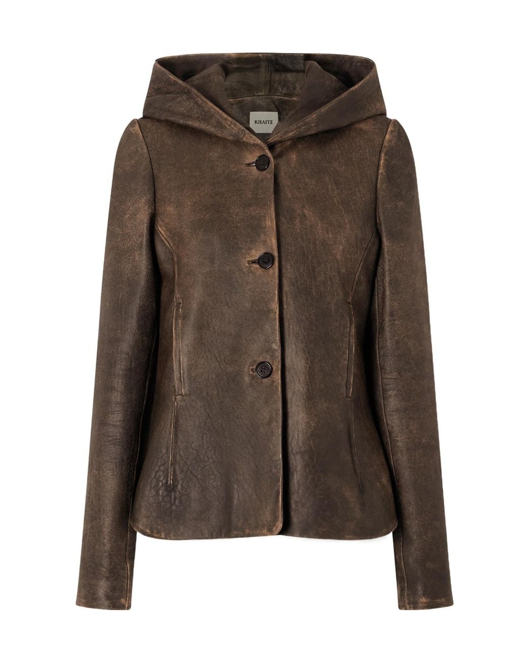 Khaite Brown Hooded Leather Jacket