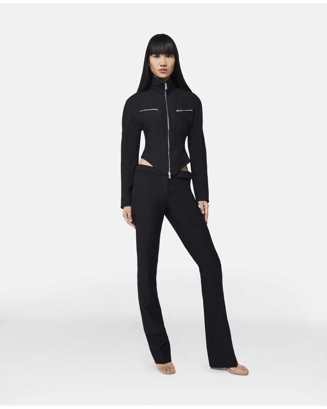 Stella McCartney Black Fitted-Waist Zip-Up Jacket