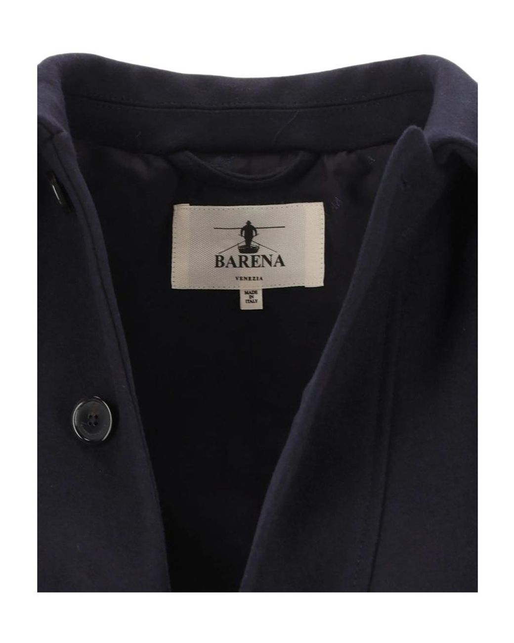 Barena Blue Belted Long Collar Coat