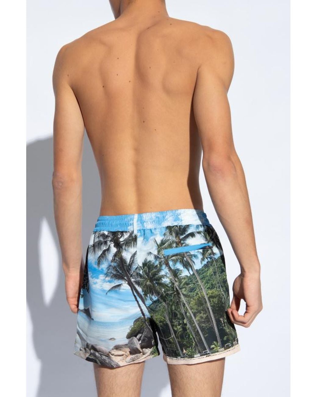 Paul Smith Blue Paradise-Print Swimming Shorts for men