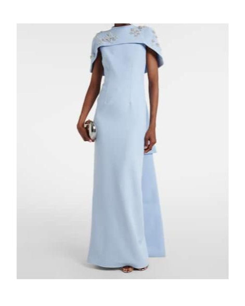 Safiyaa Blue Embellished Caped Gown