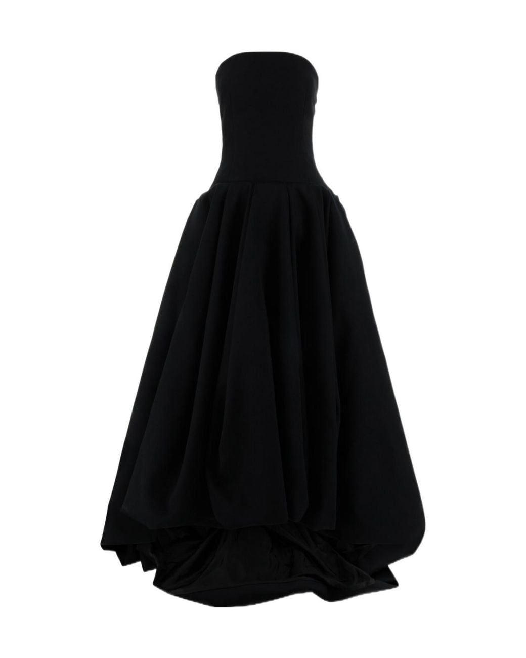 Balenciaga Black Strapless Pleated Maxi Dress