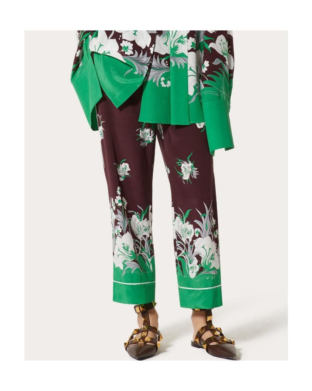 Valentino Purple Floral Printed Pajama Pants