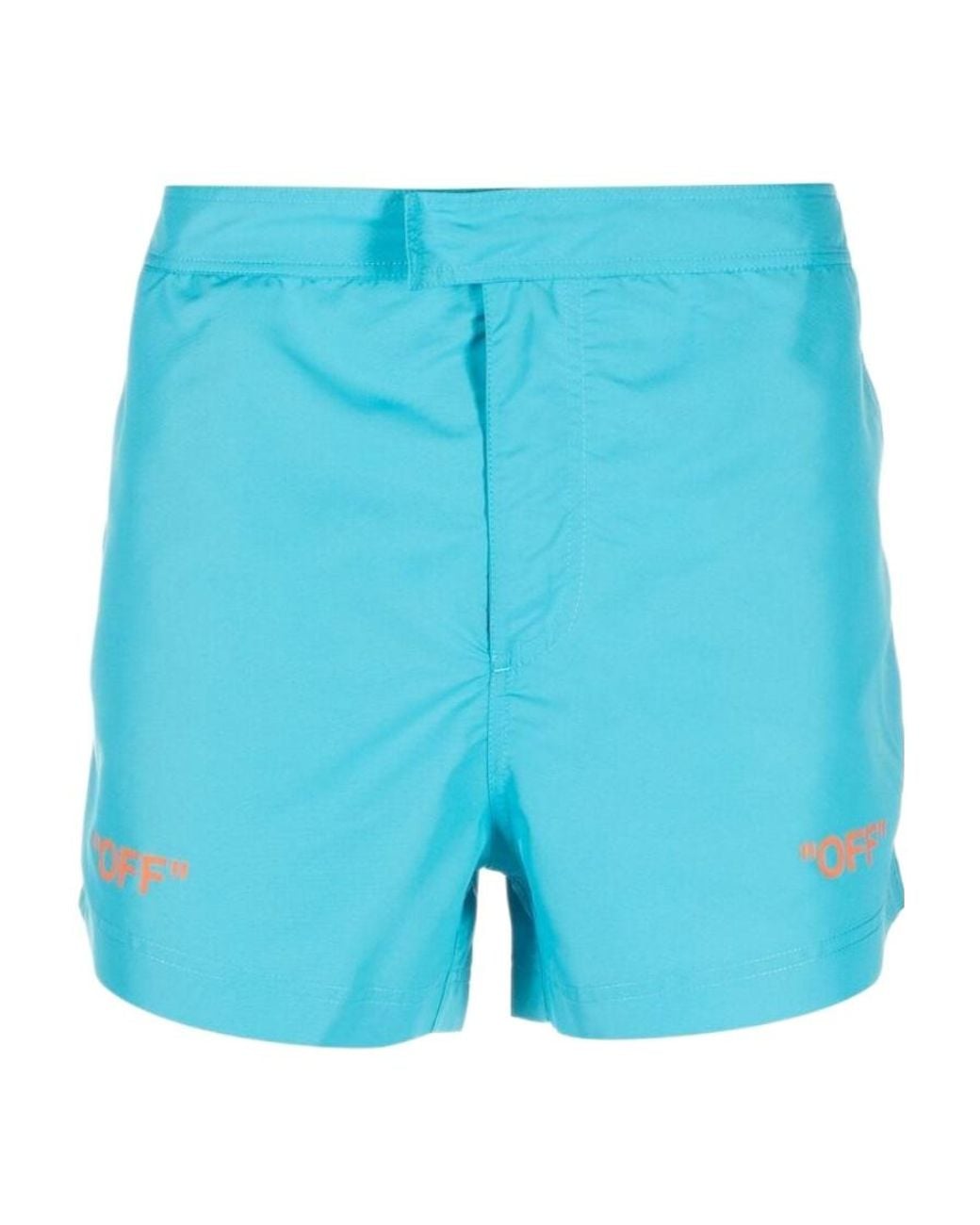 Off-White c/o Virgil Abloh Blue Logo Printed Swim Shorts for men