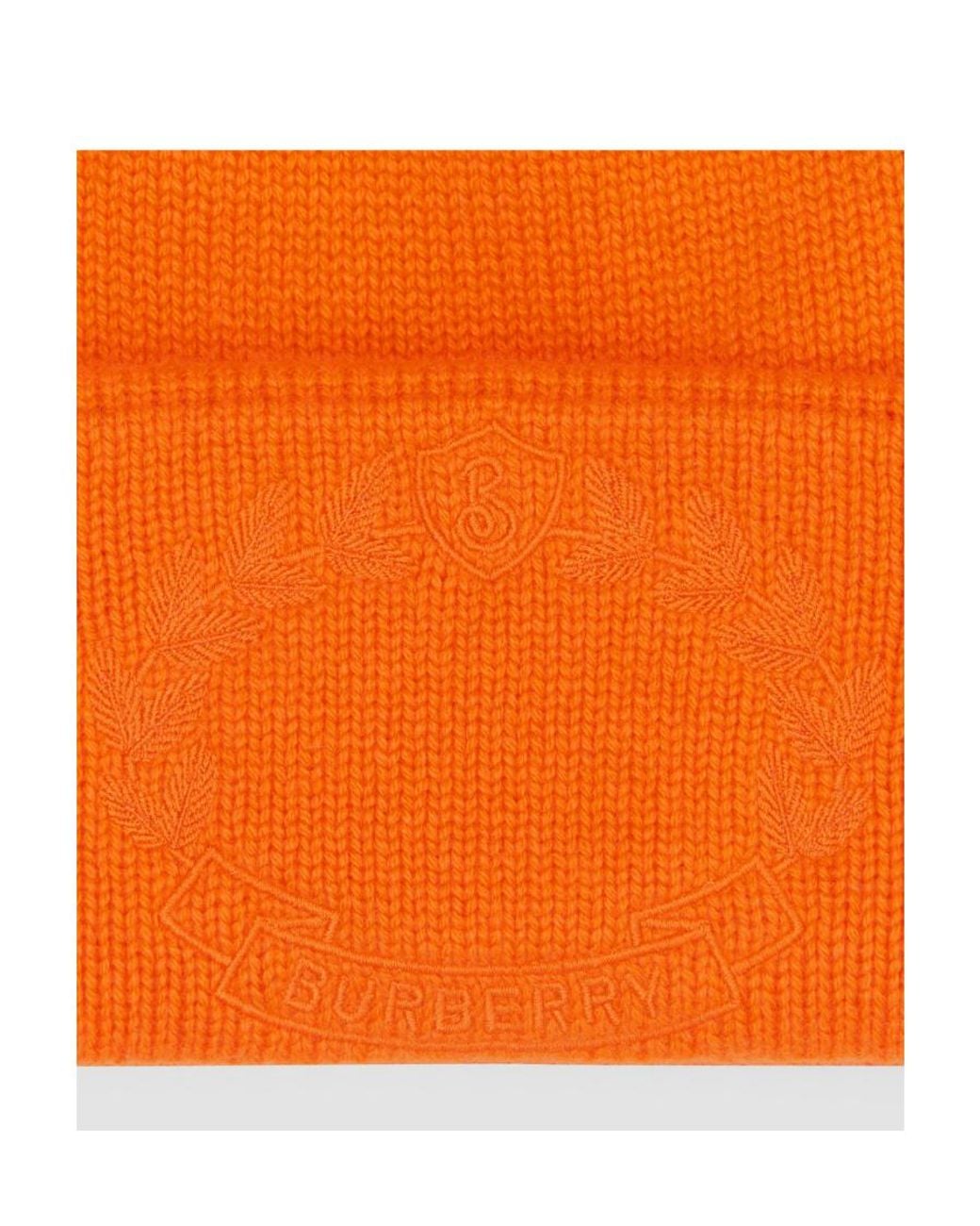 Burberry Orange Crest-Embroidered Cashmere Beanie for men