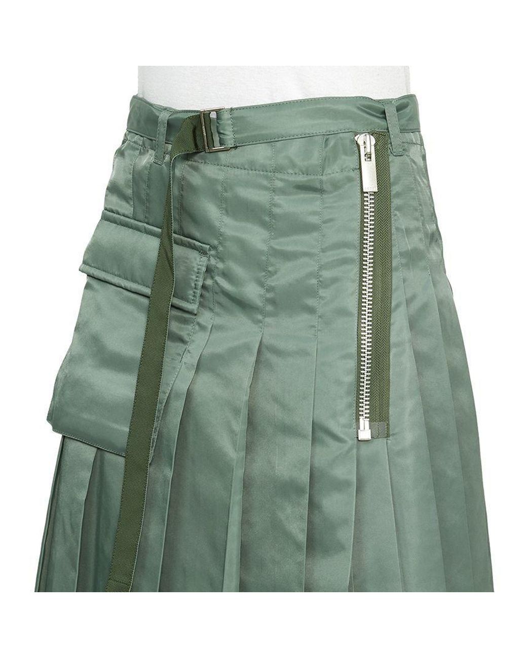 Sacai Green Pleated Skirt