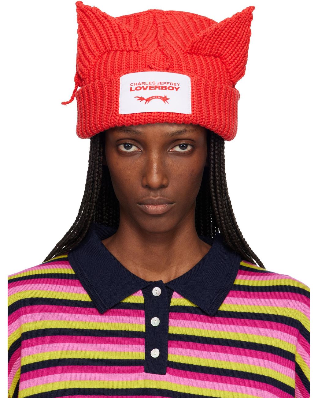 charlesjeffreyloverboy Blue Ears-Detail Beanie for men