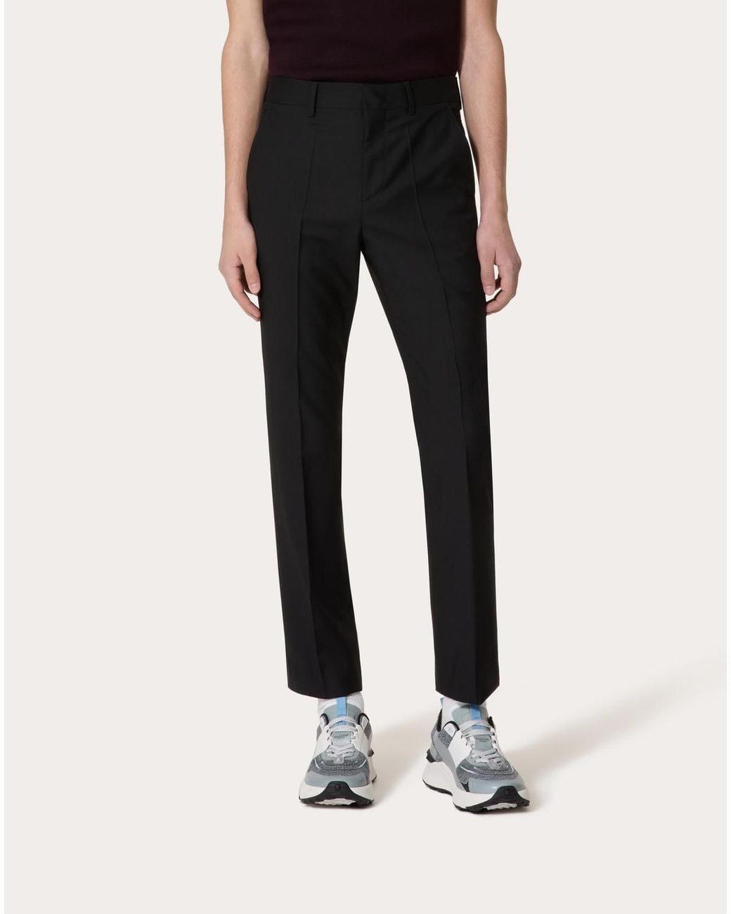 Valentino Black Pleated Straight Leg Trousers for men