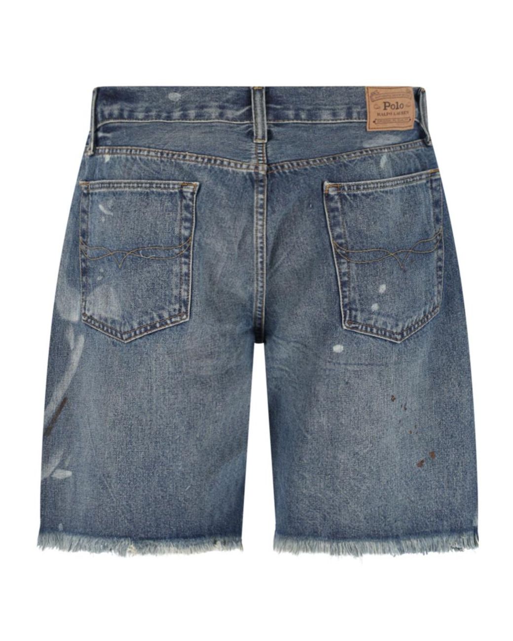Polo Ralph Lauren Paint Splatter Detailed Denim Shorts in Blue for