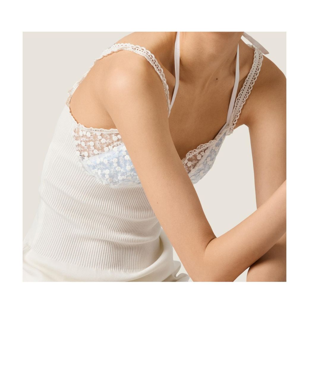 Miu Miu White Cotton And Lace Dress