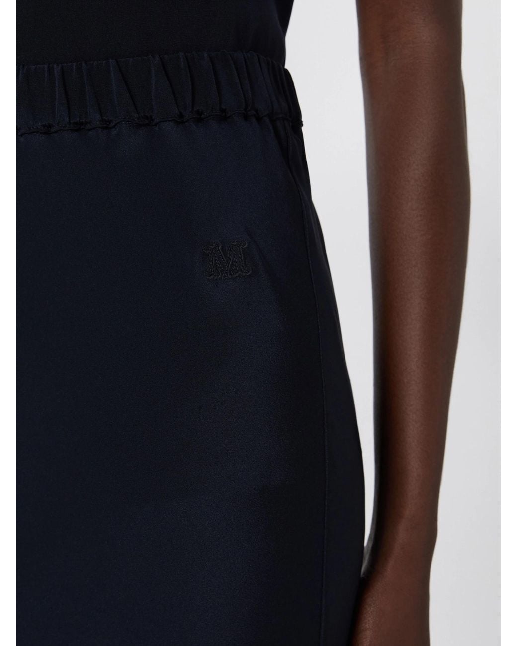 Max Mara Blue Sospiro Logo Embroidered Skirt