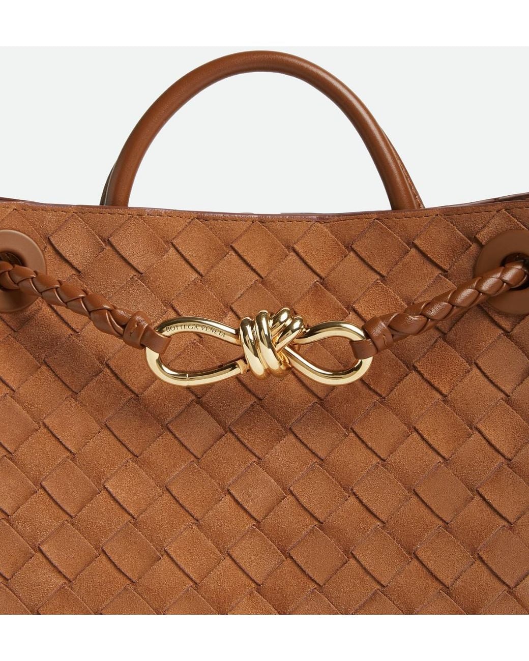 Bottega Veneta Brown Andiamo Woven Shoulder Bag