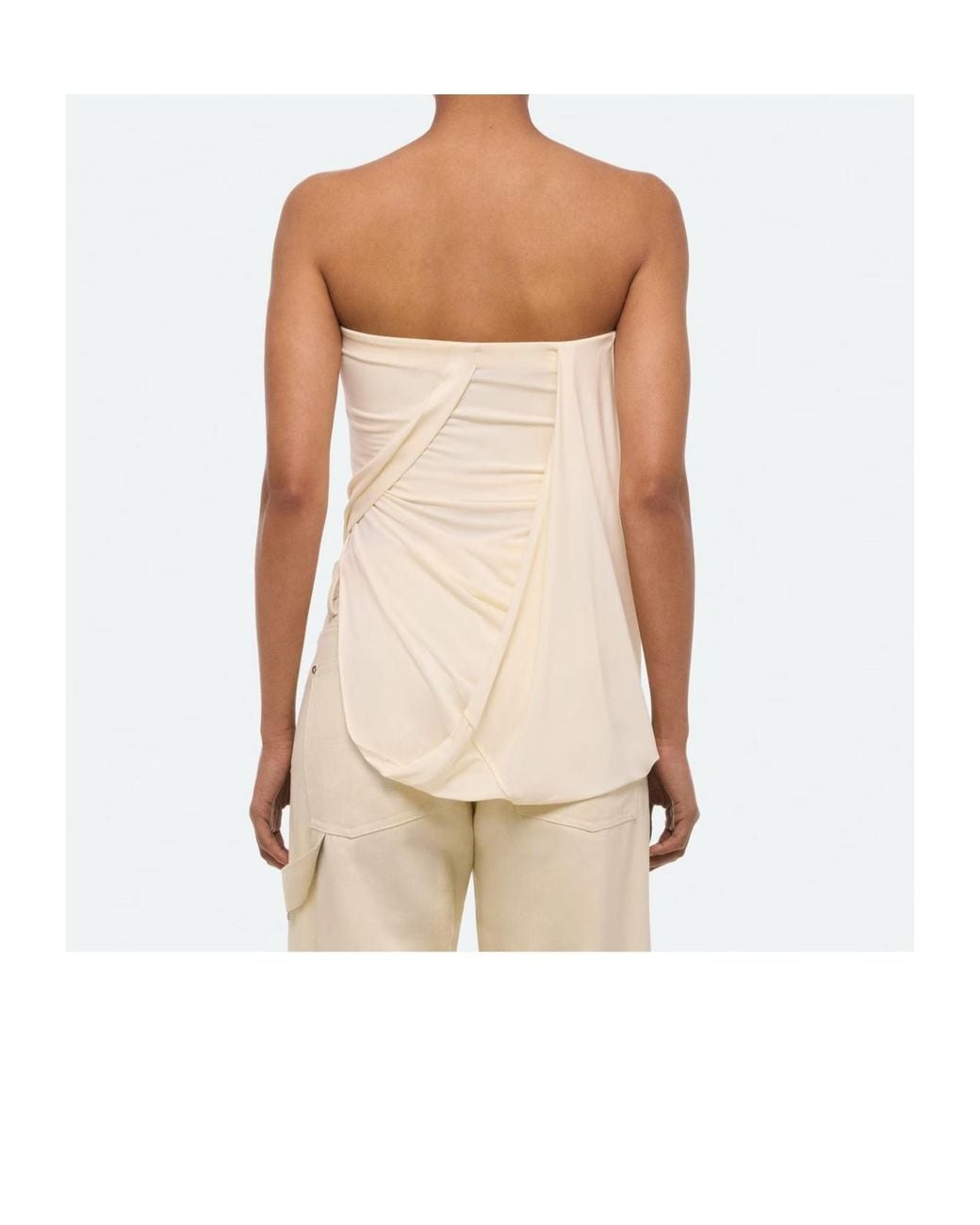 Helmut Lang Natural Knot-Front Strapless Top