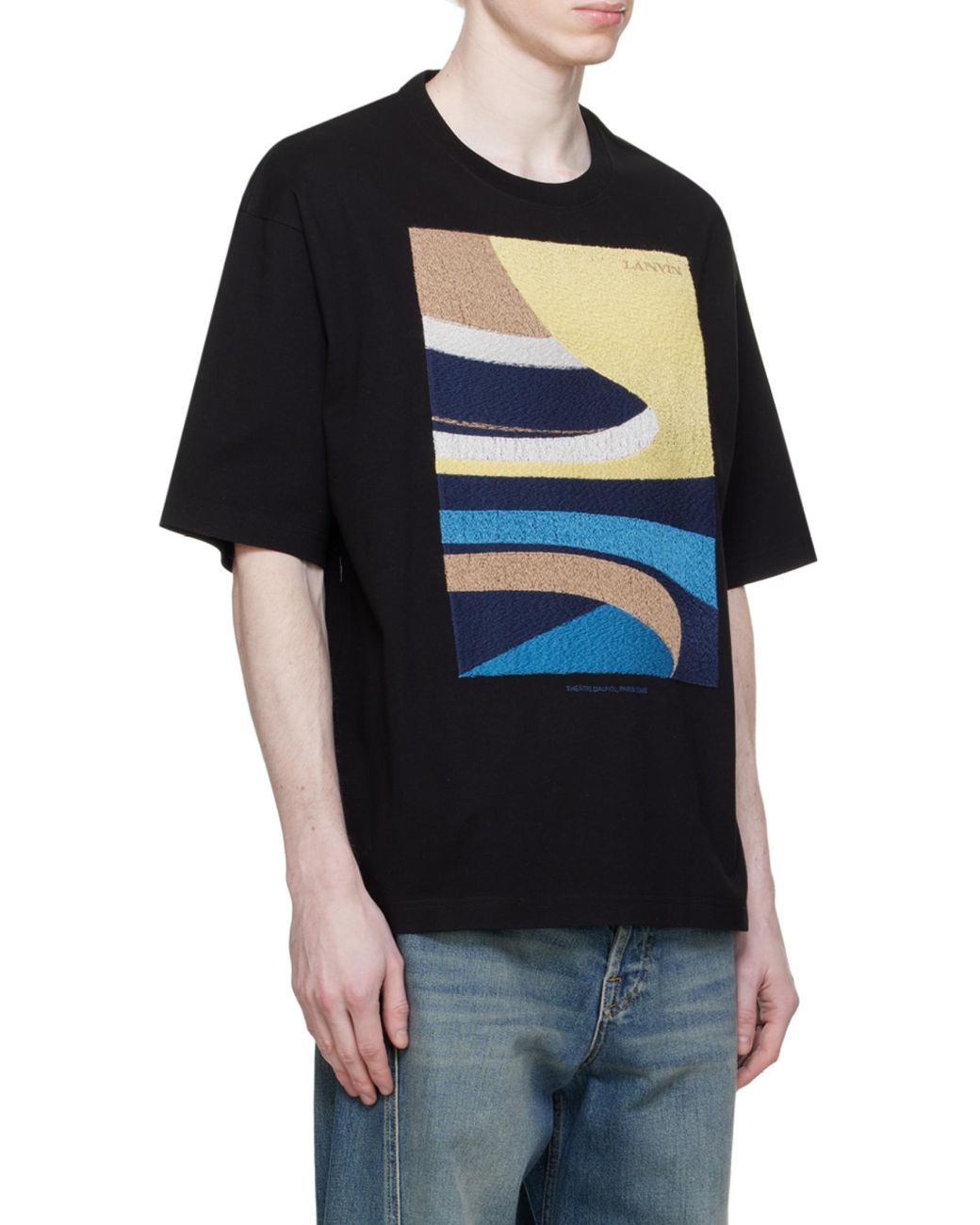 Lanvin Blue Daunou Embroidered Loose-Fit T-Shirt for men