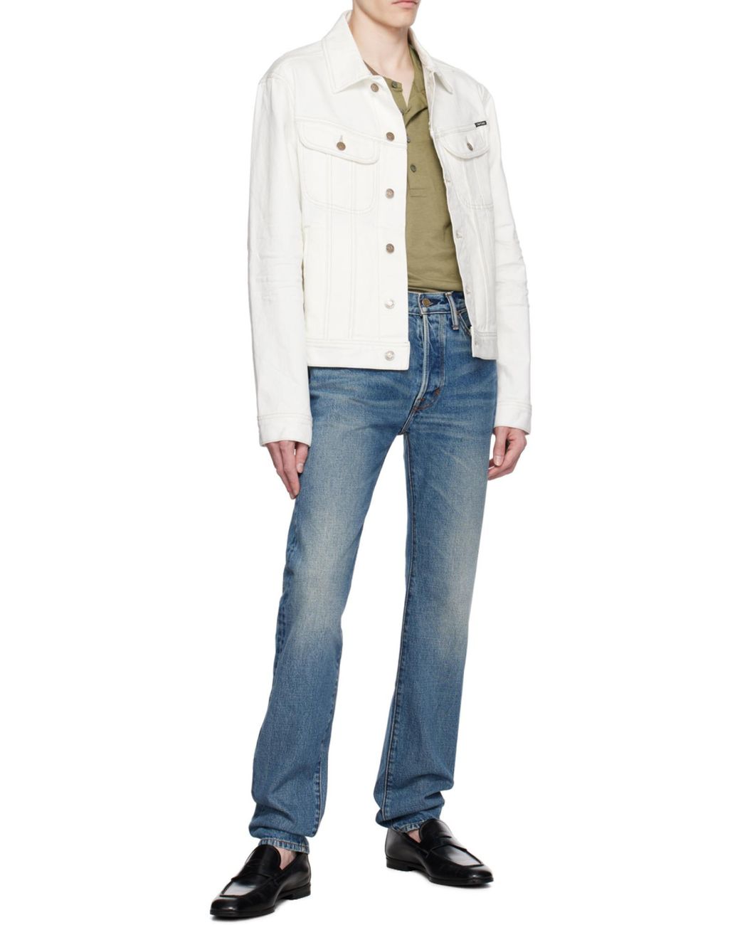 Tom Ford Blue Mid-Rise Straight-Leg Jeans for men