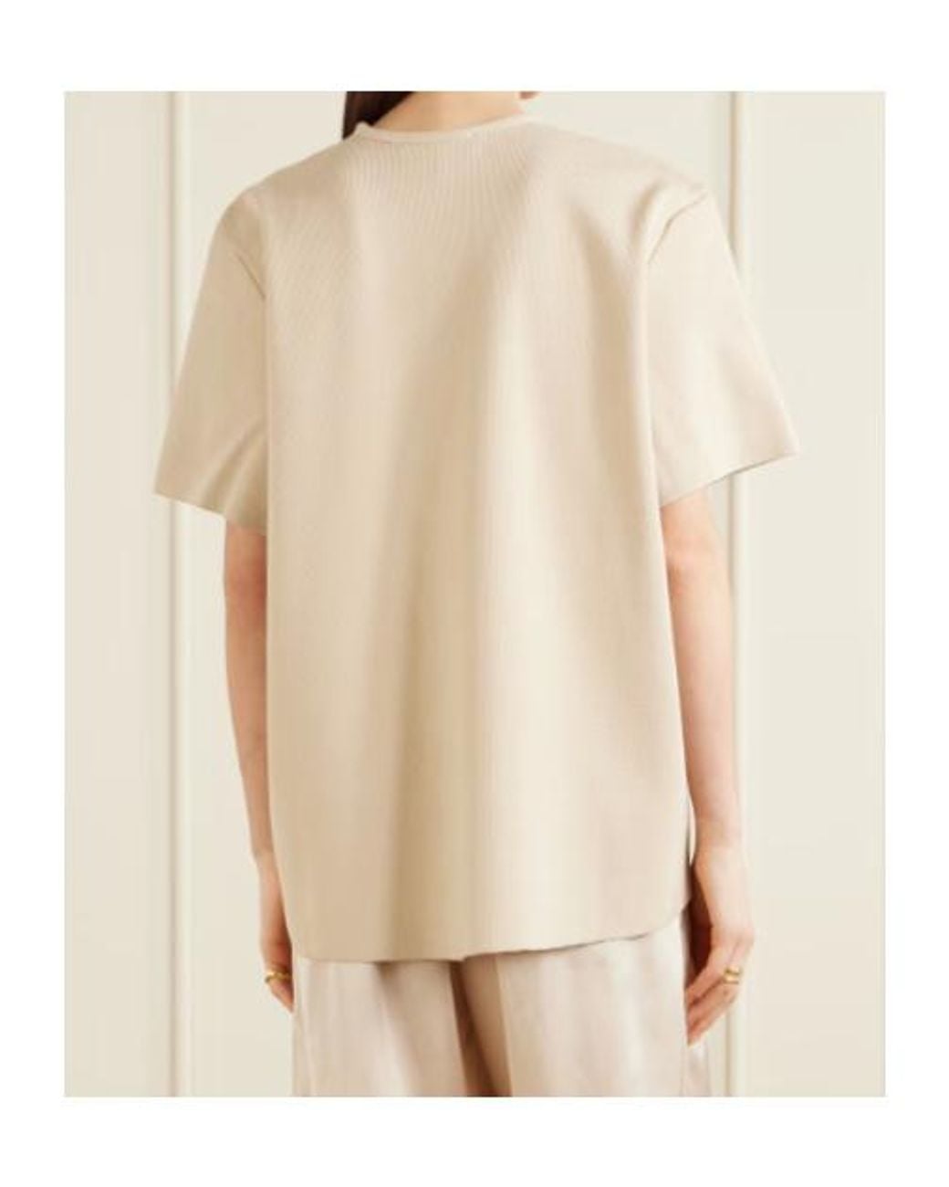 Frankie Shop Natural Leni Ribbed-Knit T-Shirt