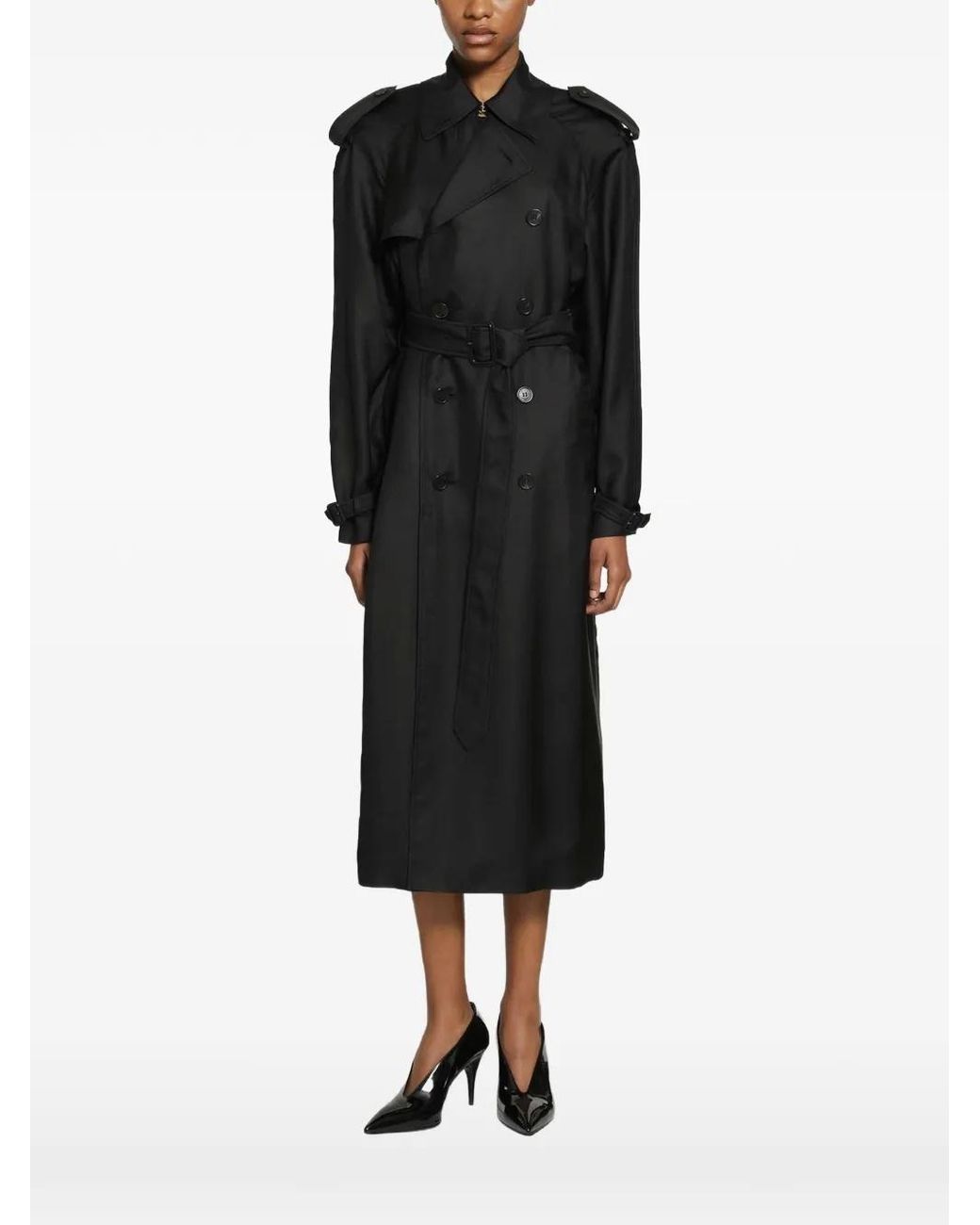 Saint Laurent Black Silk Trench Coat