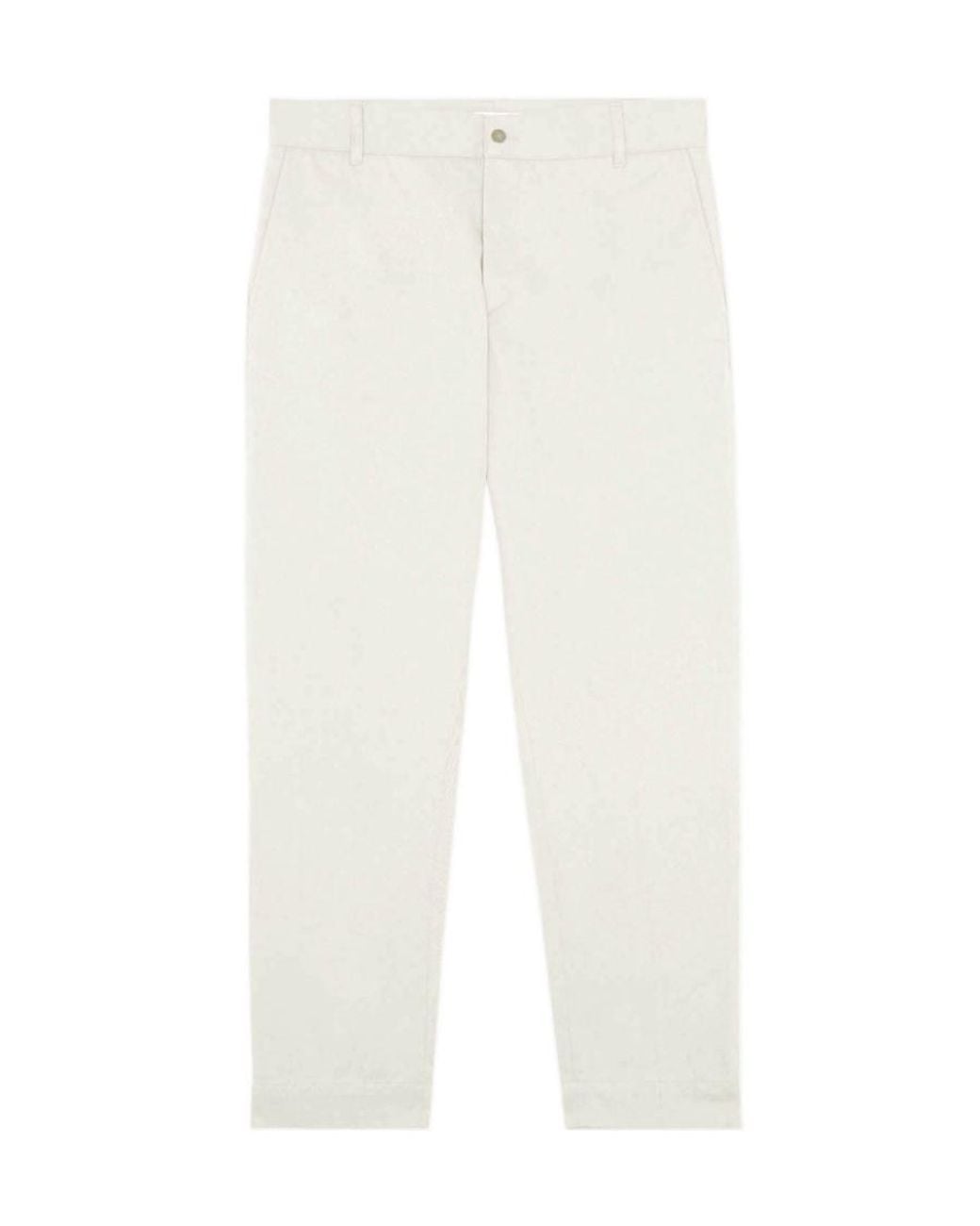 Maison Kitsuné White Cropped Cotton Trousers for men