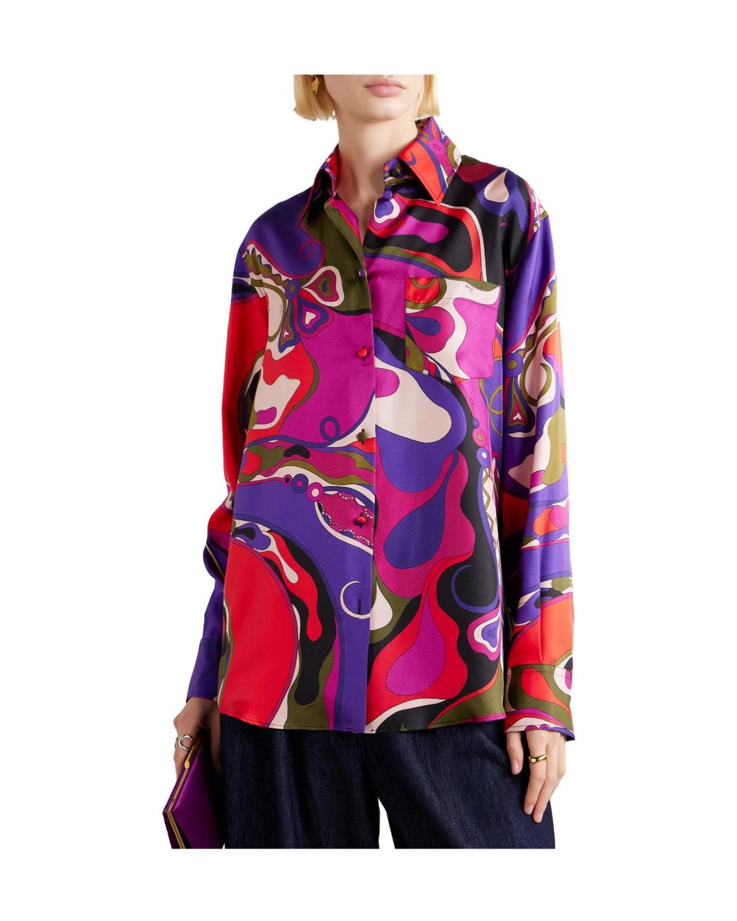 Emilio Pucci Red Printed Silk Shirt