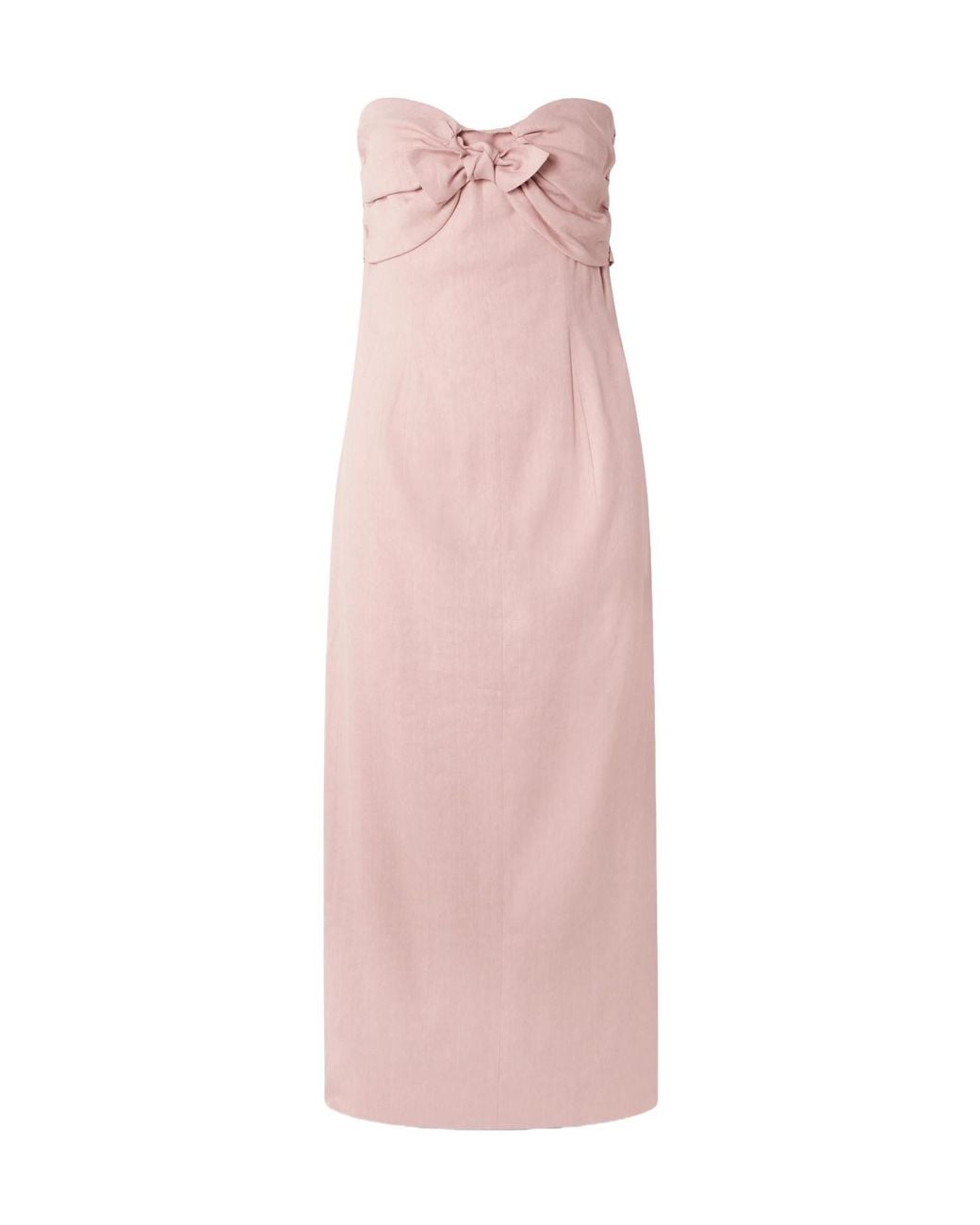 TOVE Pink Rahel Gathered Tie-Front Linen-Blend Midi Dress