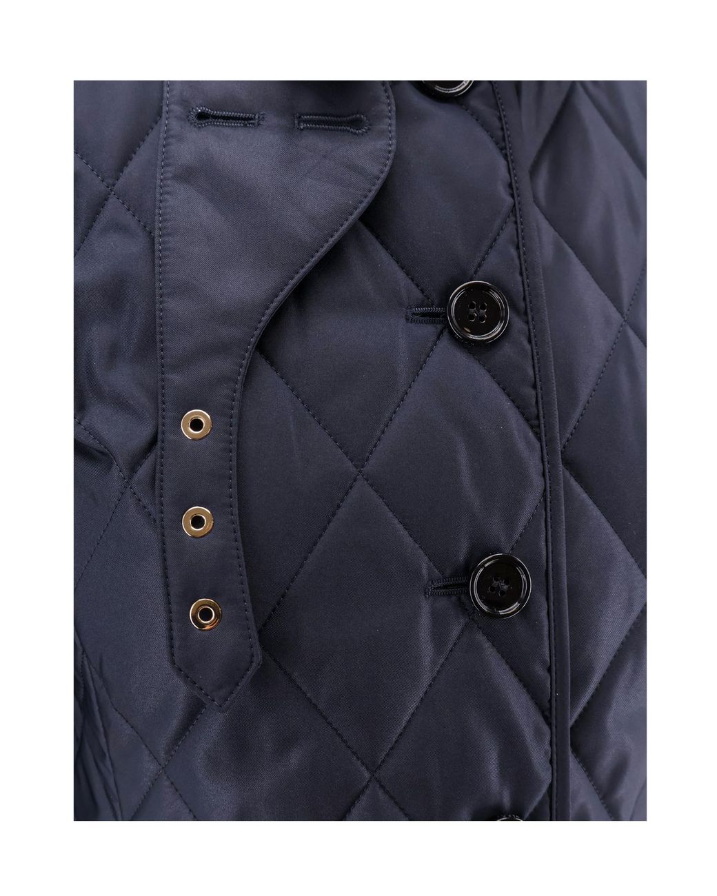 Burberry Blue Quilted Nylon Jacket With Check Lining