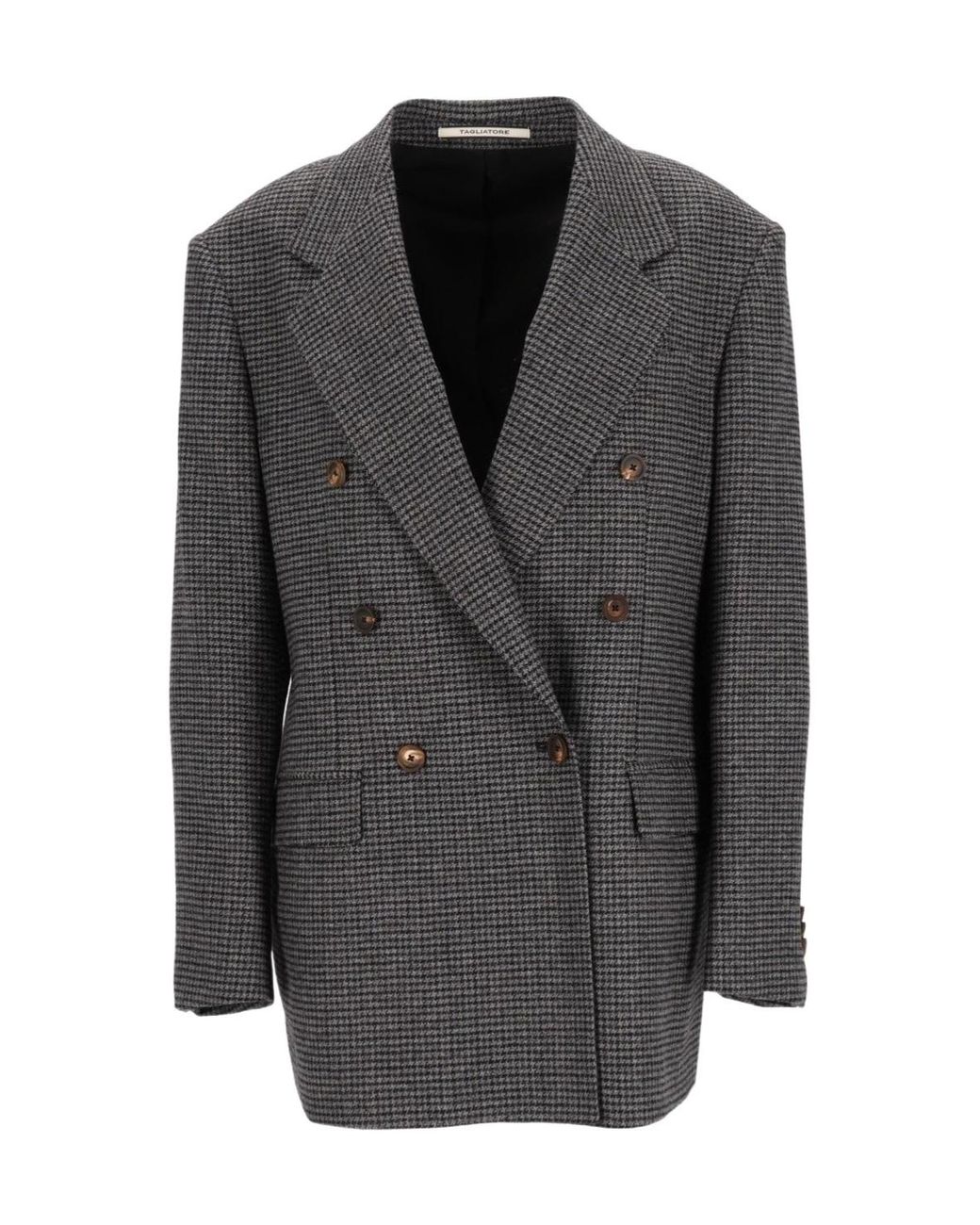 Tagliatore Black Loreley Double-Breasted Checked Blazer