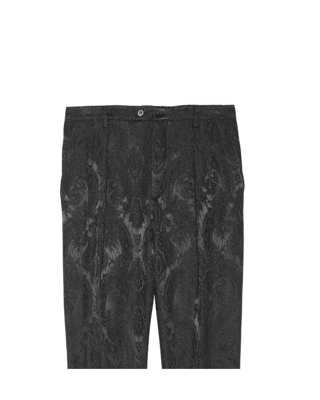 Saint Laurent Gray Paisley Jacquard Straight Trousers for men