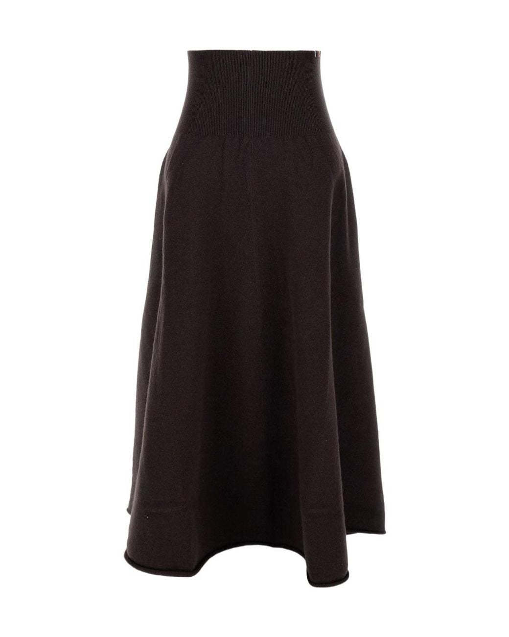 Extreme Cashmere Black A-Line Cashmere Midi Skirt
