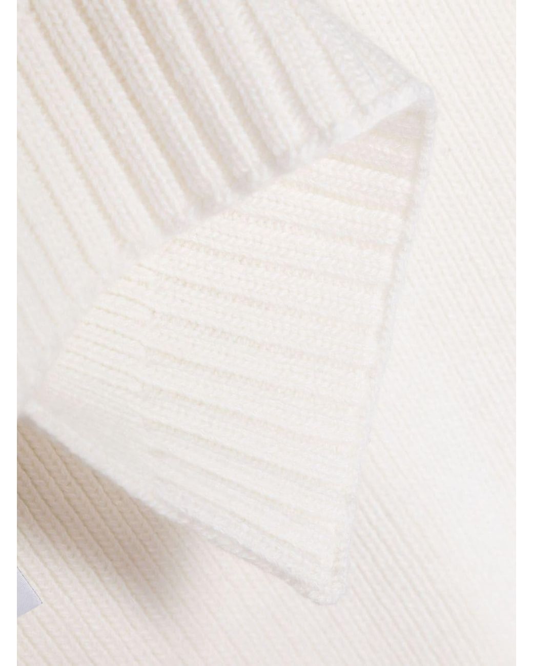 Stone Island White Compass-Patch Ribbed-Knit Scarf
